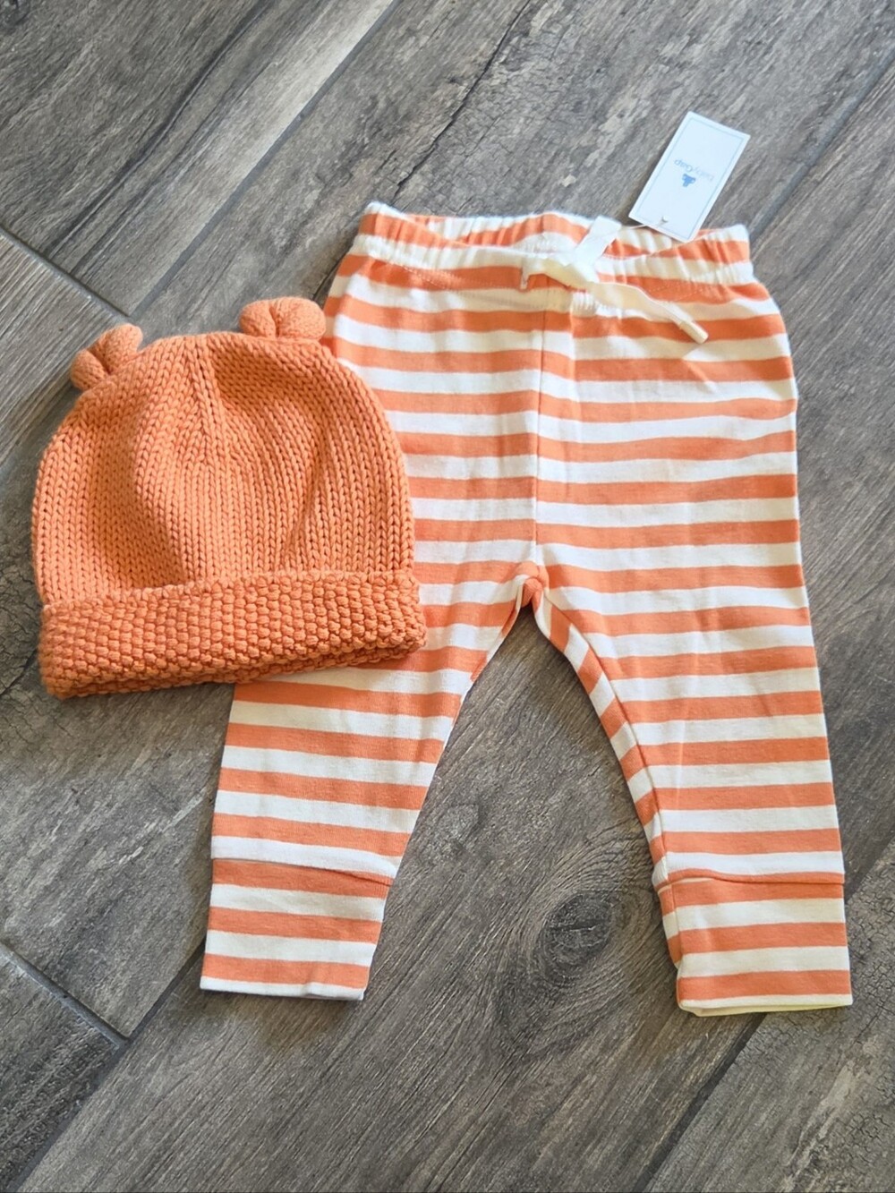 GAP Baby NWT/EUC Orange Striped Pants and Sweater Hat